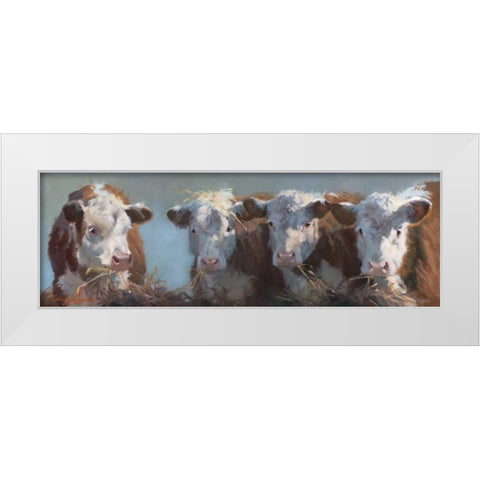 Little Bull and the Babes White Modern Wood Framed Art Print by Hawley, Carolyne