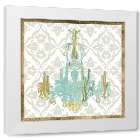 Damask Chandelier III White Modern Wood Framed Art Print by Goldberger, Jennifer