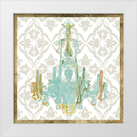 Damask Chandelier III White Modern Wood Framed Art Print by Goldberger, Jennifer