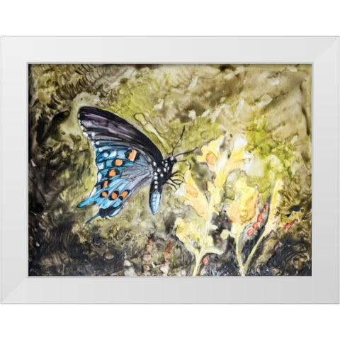Butterfly in Nature I White Modern Wood Framed Art Print by Lynnsy, B.