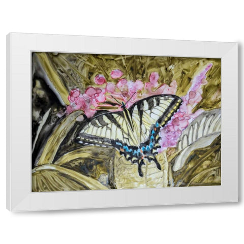 Butterfly in Nature II White Modern Wood Framed Art Print by Lynnsy, B.