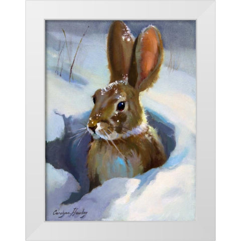 Snow Bunny White Modern Wood Framed Art Print by Hawley, Carolyne