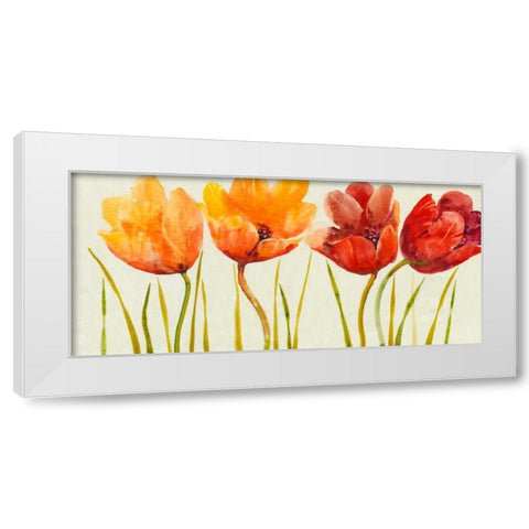 Row of Tulips I White Modern Wood Framed Art Print by OToole, Tim