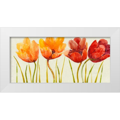 Row of Tulips I White Modern Wood Framed Art Print by OToole, Tim