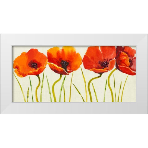 Row of Tulips II White Modern Wood Framed Art Print by OToole, Tim