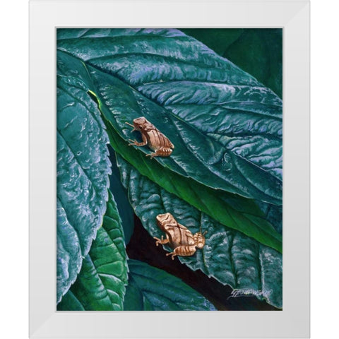 Spring Peepers II White Modern Wood Framed Art Print by Szatkowski, Fred