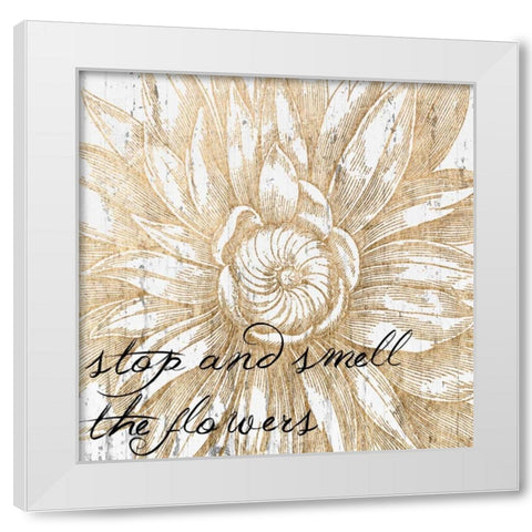 Metallic Floral Quote I White Modern Wood Framed Art Print by Fagalde, Jarman