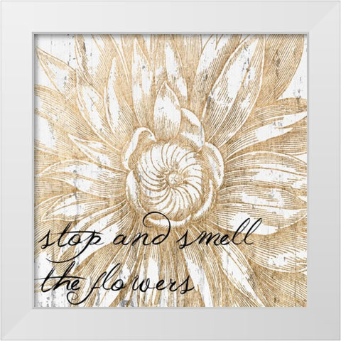 Metallic Floral Quote I White Modern Wood Framed Art Print by Fagalde, Jarman