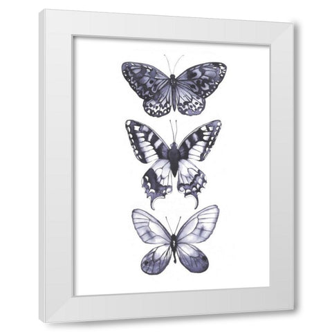 Monochrome Butterflies I White Modern Wood Framed Art Print by Popp, Grace