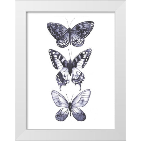 Monochrome Butterflies I White Modern Wood Framed Art Print by Popp, Grace