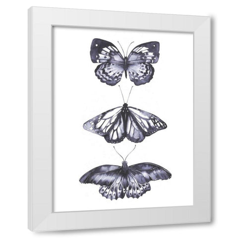Monochrome Butterflies II White Modern Wood Framed Art Print by Popp, Grace