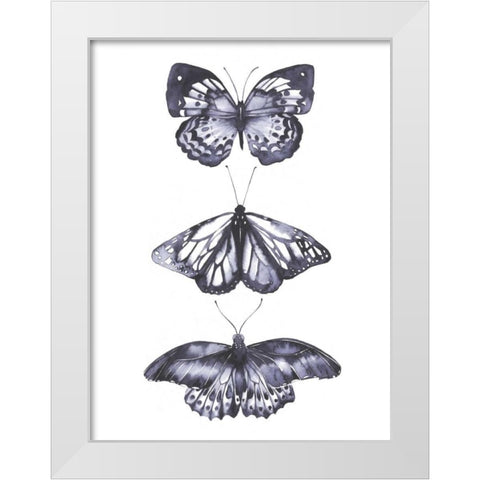 Monochrome Butterflies II White Modern Wood Framed Art Print by Popp, Grace