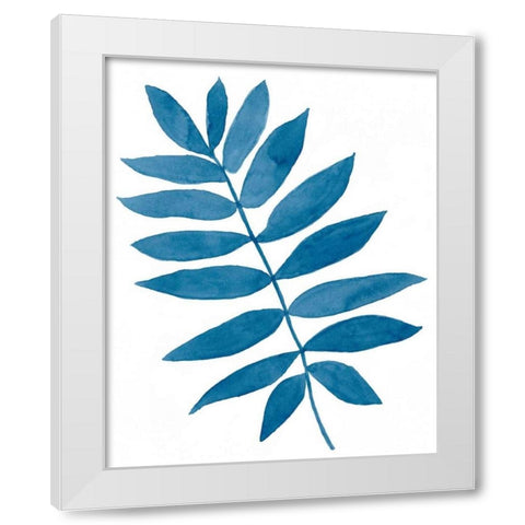 Indigo Botanica V White Modern Wood Framed Art Print by McCavitt, Naomi