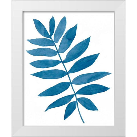 Indigo Botanica V White Modern Wood Framed Art Print by McCavitt, Naomi