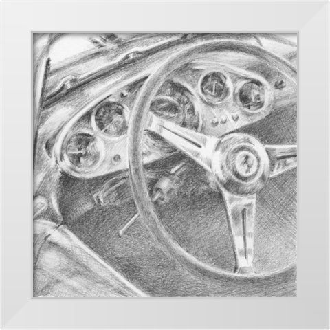 Behind the Wheel I White Modern Wood Framed Art Print by Harper, Ethan