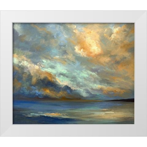April Coastal Clouds White Modern Wood Framed Art Print by Finch, Sheila