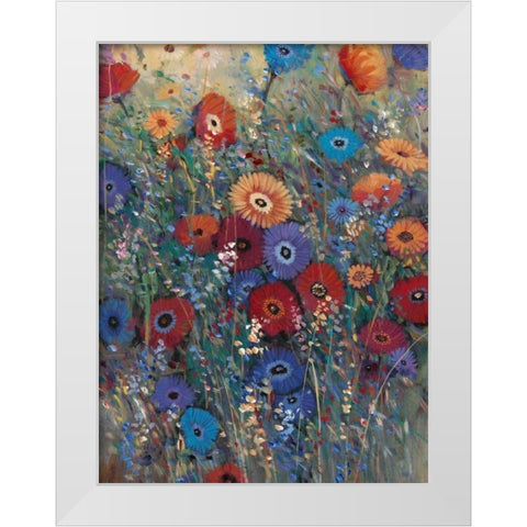 Flower Patch II White Modern Wood Framed Art Print by OToole, Tim