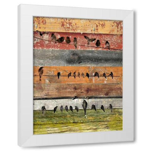 Birds on Wood I White Modern Wood Framed Art Print by Orlov, Irena