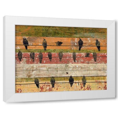 Birds on Wood VI White Modern Wood Framed Art Print by Orlov, Irena