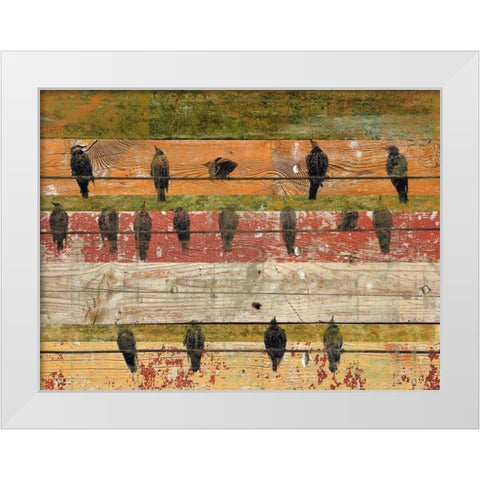 Birds on Wood VI White Modern Wood Framed Art Print by Orlov, Irena