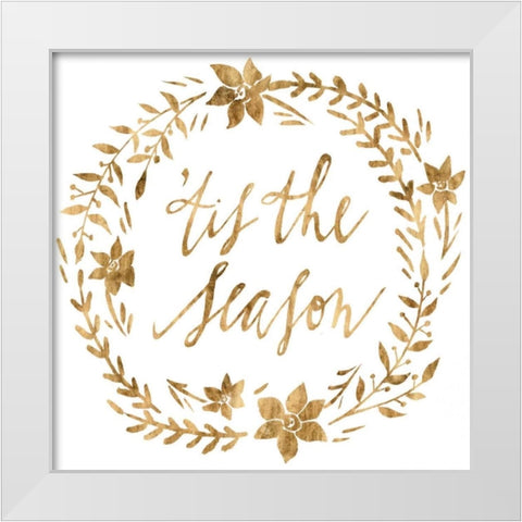 Golden Christmas I White Modern Wood Framed Art Print by Popp, Grace