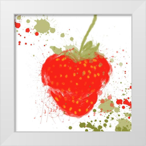 Modern Strawberry White Modern Wood Framed Art Print by Orlov, Irena
