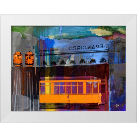 San Francisco Trolley Car White Modern Wood Framed Art Print by Jasper, Sisa