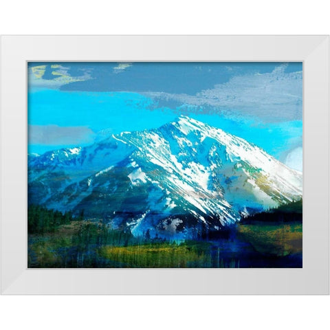Blue Mountain White Modern Wood Framed Art Print by Jasper, Sisa
