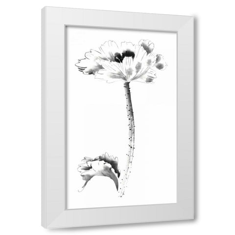 Ink Poppy White Modern Wood Framed Art Print by Rae, Nan