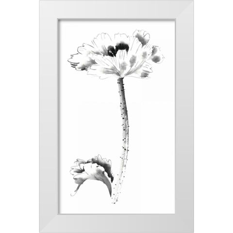 Ink Poppy White Modern Wood Framed Art Print by Rae, Nan