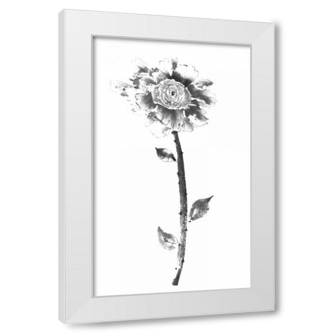 Ink Rose White Modern Wood Framed Art Print by Rae, Nan