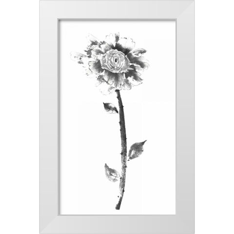 Ink Rose White Modern Wood Framed Art Print by Rae, Nan