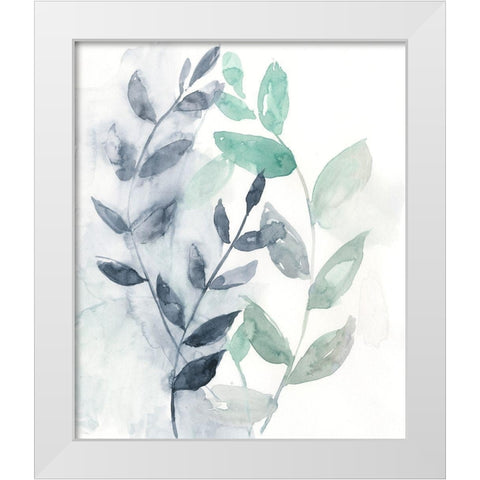 Water Flow Leaves II White Modern Wood Framed Art Print by Goldberger, Jennifer