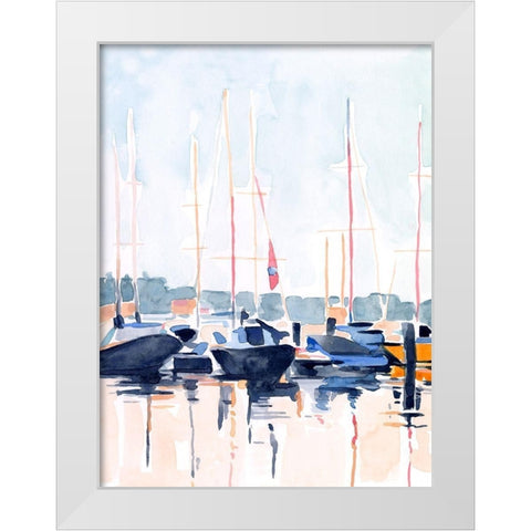 Watercolor Boat Club II White Modern Wood Framed Art Print by Scarvey, Emma