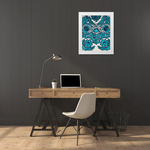 Graphic Damask I White Modern Wood Framed Art Print by Zarris, Chariklia