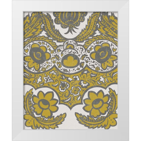 Graphic Damask V White Modern Wood Framed Art Print by Zarris, Chariklia