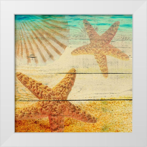 On Sandy Beach I White Modern Wood Framed Art Print by Orlov, Irena