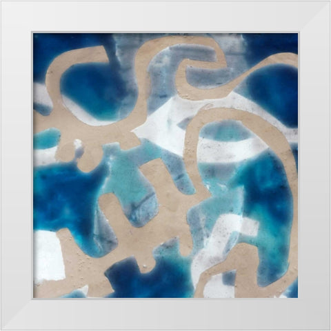 Indigo Tribal I White Modern Wood Framed Art Print by Goldberger, Jennifer