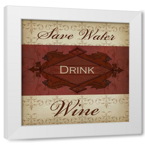 Wine Phrases I White Modern Wood Framed Art Print by Studio W