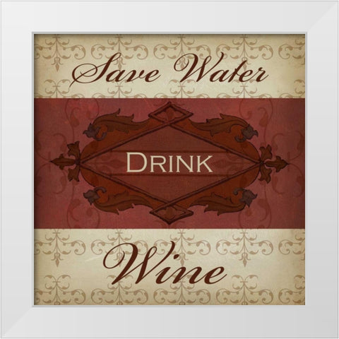 Wine Phrases I White Modern Wood Framed Art Print by Studio W