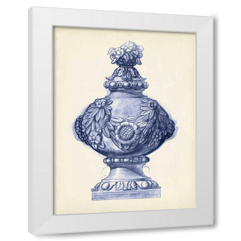 Palace Urns in Indigo I White Modern Wood Framed Art Print by Vision Studio