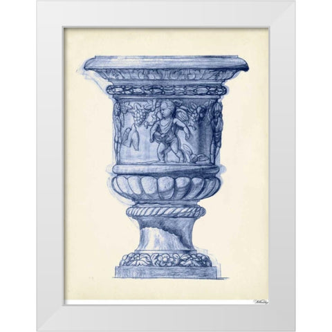 Palace Urns in Indigo III White Modern Wood Framed Art Print by Vision Studio