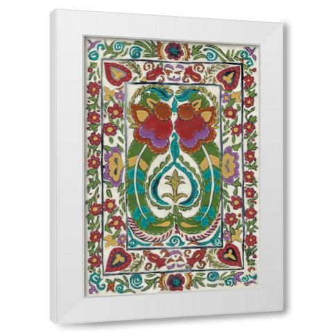 Batik Embroidery III White Modern Wood Framed Art Print by Zarris, Chariklia