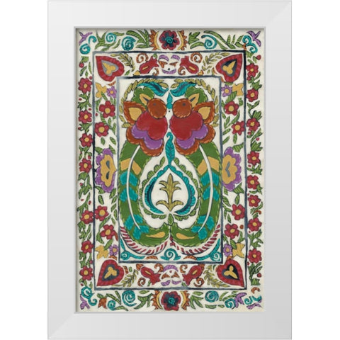 Batik Embroidery III White Modern Wood Framed Art Print by Zarris, Chariklia