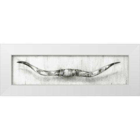 Mounted Longhorns White Modern Wood Framed Art Print by Harper, Ethan