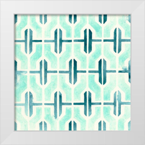 Ocean Tile I White Modern Wood Framed Art Print by Vess, June Erica