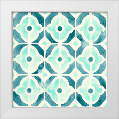 Ocean Tile II White Modern Wood Framed Art Print by Vess, June Erica