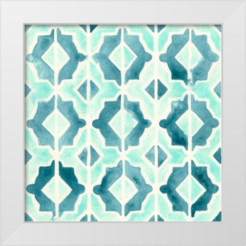 Ocean Tile V White Modern Wood Framed Art Print by Vess, June Erica