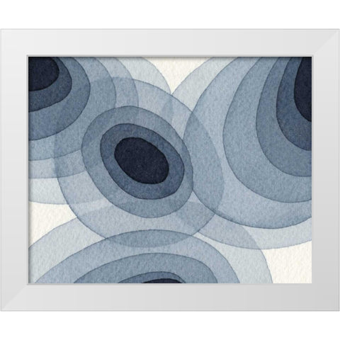 Indigo Ovals I White Modern Wood Framed Art Print by Galapon, Nikki