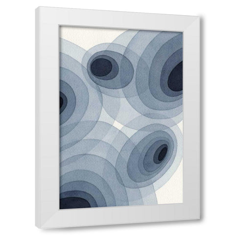 Indigo Ovals II White Modern Wood Framed Art Print by Galapon, Nikki